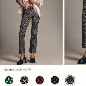 Anthropologie Maeve Cropped Pants; Size LP Large Petite; Color: Black Motiff